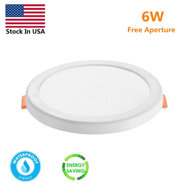 

us stock 6w round led panel light ultra-thin 4000k daylight white led recessed ceiling lights for home office commercial lighting