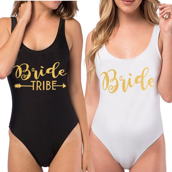 

твердые купальники женщины one piece купальники невесты tribe frontback печать bodysuit мальчишник бикини fun bathingsuit женский, White;black