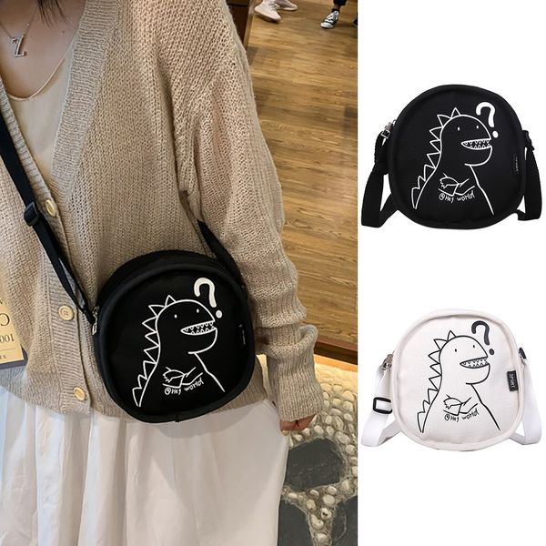 

women canvas joker cute messenger bag shoulder bag women fashion canvas dinosaur coin purse shoulder tote handbag casual #22