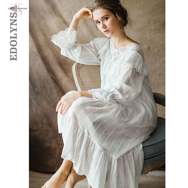 

vintage womens gothic t29 night dress white cotton flare sleeve v neck lace solid embellished ruffle hem autumn nightgown victorian, Black;red