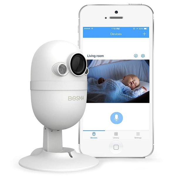 

bosma capsulecam s 2-way audio/ night vision/ sound alerts/ motion detection / cloud service / compatible with ios / android smart wifi b