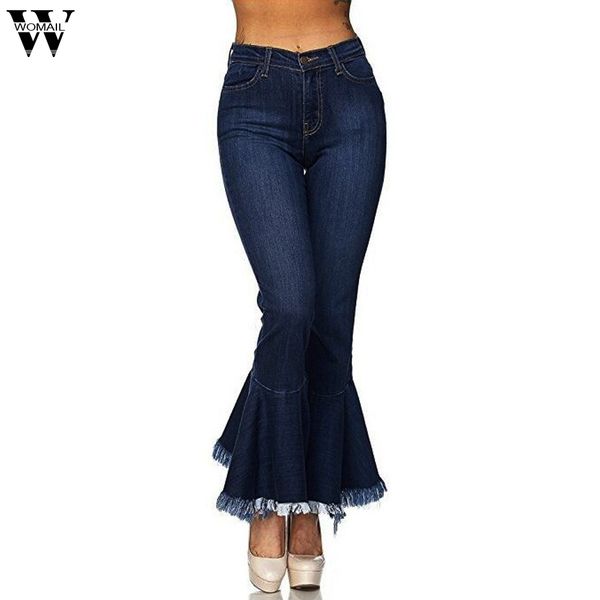

womailvintage bell bottom flare jeans женские джинсы с высокой талией женщина стрейч длинные широкие ноги для женщин повседневные джинсовые, Blue