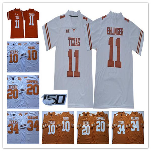 

ncaa vintage texas longhorns college football jerseys sam ehlinger vince young ricky williams 20 earl campbell university football shirts, Black