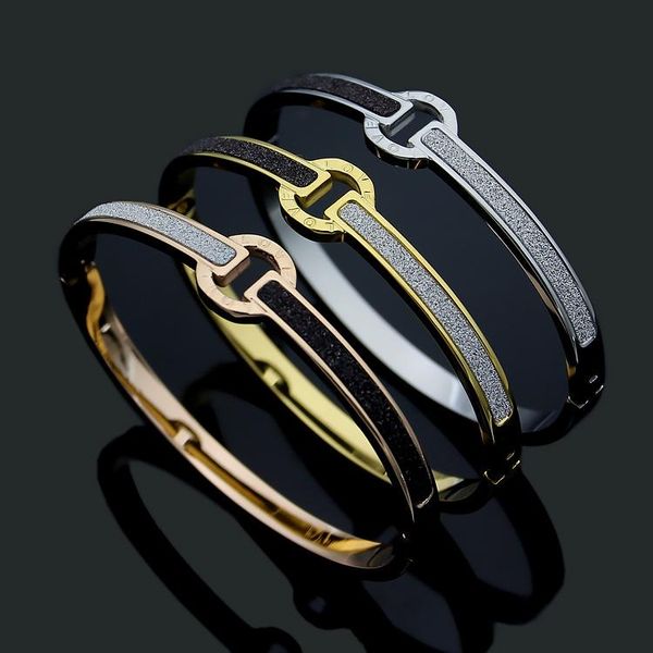 

2020 designer wholesale korean titanium steel bracelet simple trend black and white frosted bracelet lady love rose gold bracelet
