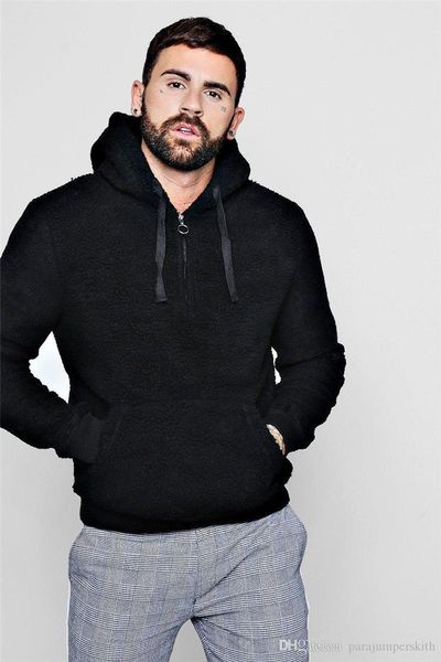 

осень зима mens конструктора hoodie способ кулиски zipper с длинным рукавом velveted fuzzy теплых толстовками мужского luxury hoodie, Black