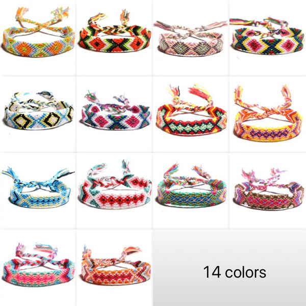 14 cores colorido charme trançado pulseiras artesanais tecer bracelete infinito afortunado amizade mão cinta nepalês estilo nacional 20 pcs / lote