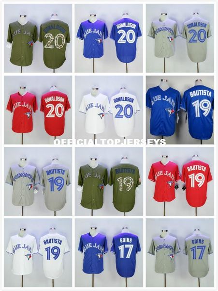 

19 jose bautista 20 josh donaldson jersey blue white red gray green, Black;blue
