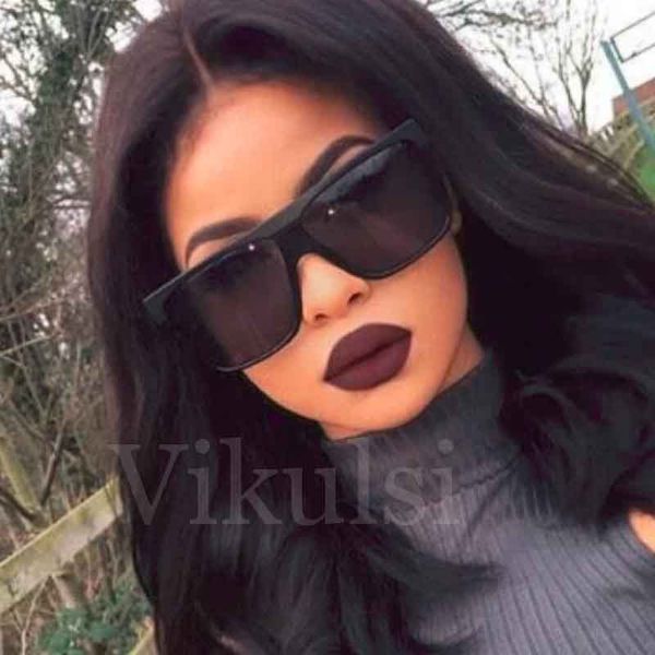 

retro oversized square sunglasses women 2020 brand designer one piece sun glasses for female purple pink goggles, White;black
