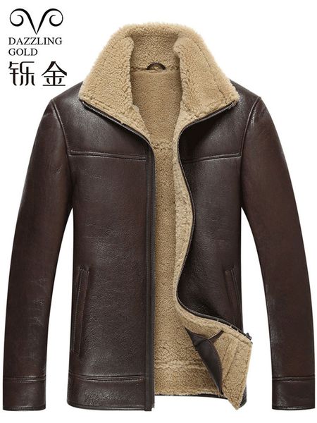 

100% genuine leather sheepskin men coat real sheep fur coat for men fashion in winter, Black