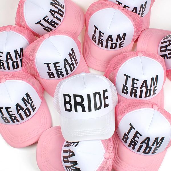 

2018 new bride printing baseball cap for wedding party pink team bride snapback hat for women female casual trucker hats khqpc, Black;white