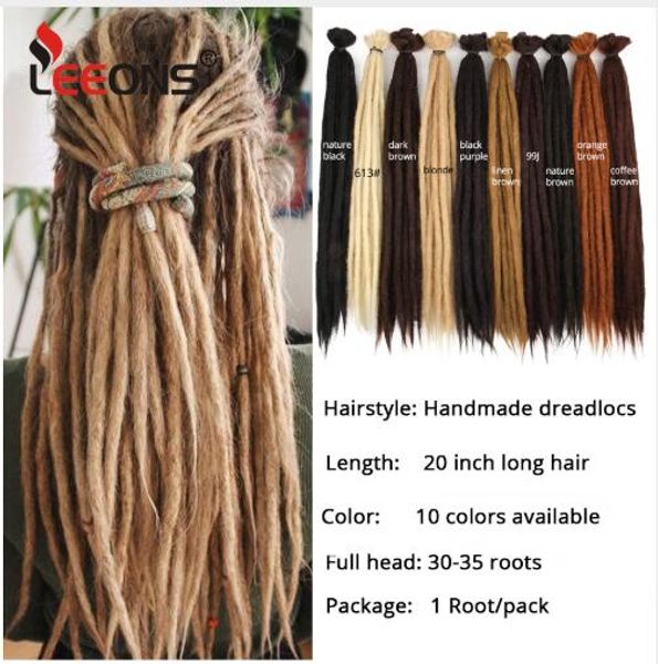

handmade dreadlocks hair extensions crochet hair kanekalon synthetic hair 1strands dreadlock for women and men 20 inch, Black