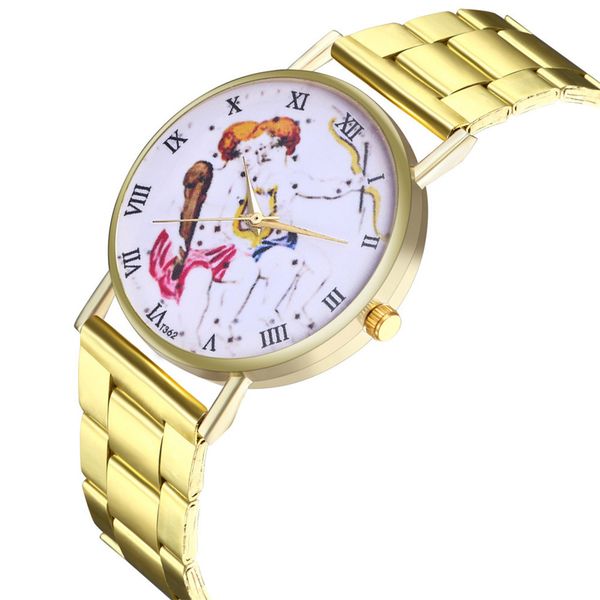 

women watch vintage round steel belt watch quartz temperament 2019 new arrival female dropshipping, Slivery;brown