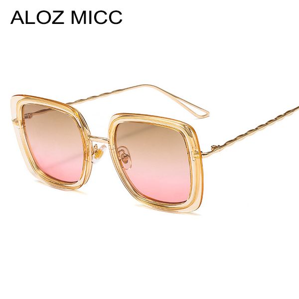 

aloz micc ladies square sunglasses women brand design luxury metal frame brown pink ocean sun glasses elegant female shadesa623, White;black