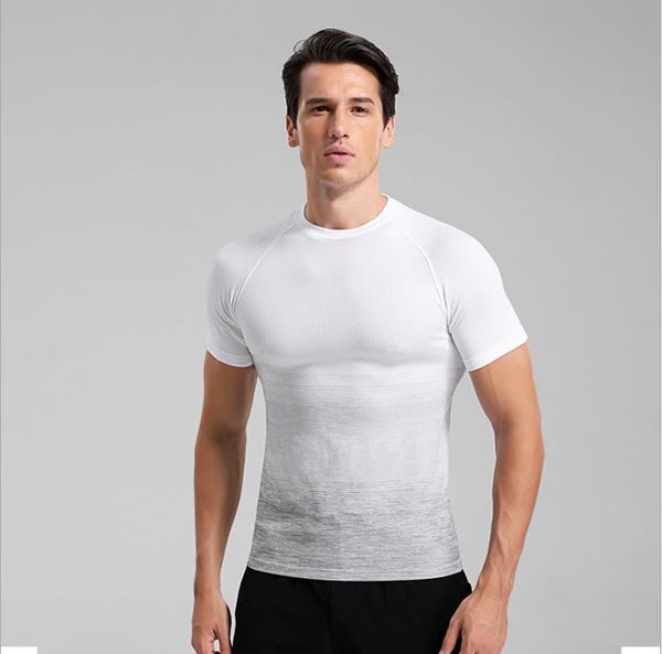 

mens sport quck drying tshirts summer fitness breathable tees contrast color crew neck males casual clothes, White;black