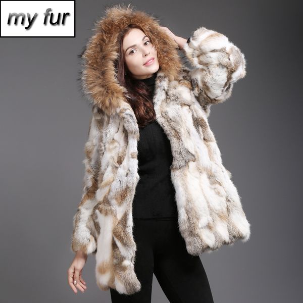 

новые женские натуральные шубы зимние теплые мягкая меховая куртка с воротником енота с длинным рукавом с капюшоном верхняя одежда, Black