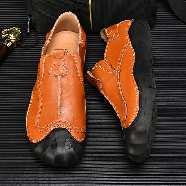 

2019 designer fashion comfortable casual shoes loafers men shoes quality cow leather men flats new chunky sneakers, Black