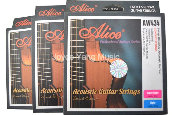 

3 sets alice aw434-l acoustic guitar strings coated steel hexagonal core coated 80/20 bronze wound proprietary anti-rust coat