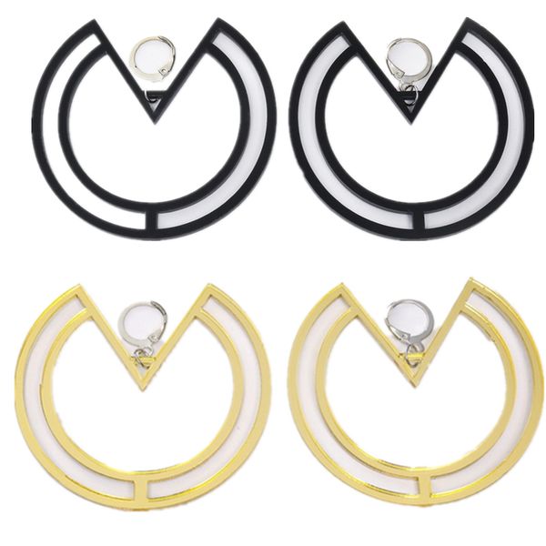 

new fashion simple acrylic round ring pendant long earrings for women hyperbole geometric creative punk big earrings pendientes, Silver