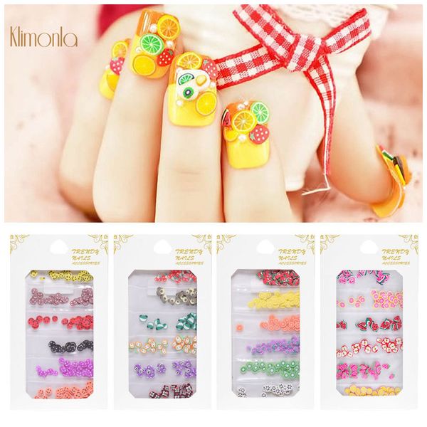 

new style 4pcs/lot fruit smile animal colorful soft pottery diy slime filler slices fingernail decoration beauty art accessories, Silver;gold
