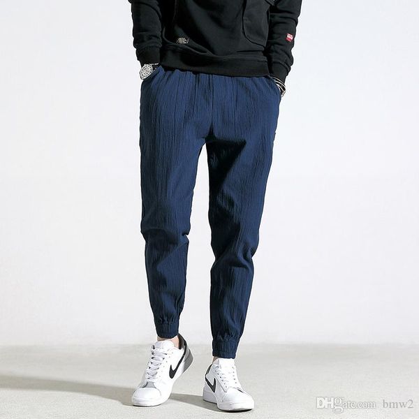 

2017 autumn winter fashion brand male mid waist full length trousers men casual body fitness pleated cotton joggers pants, Black