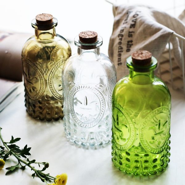 

250ml nordic design glass vase with carved cork home flower vase flower arrangement tablevases party decoration