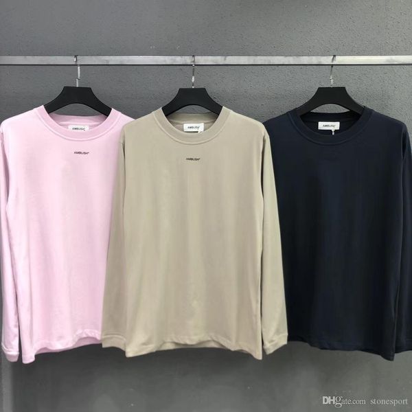 

ambush letter logo 3m reflective letter long sleeve round neck cotton short sleeve tee s -xl, Black;brown