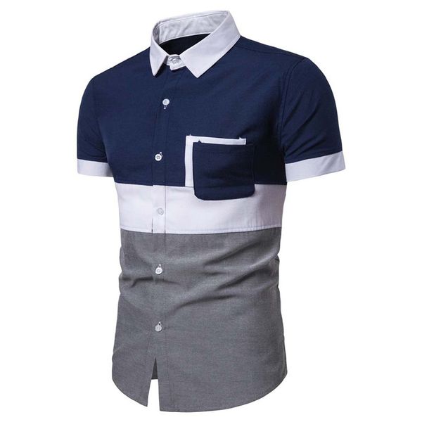 

2019 new arrival summer men shirt short sleeved fashion solid male shirts formal business casual dress shirt tee, White;black