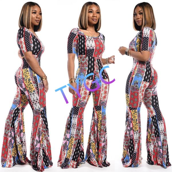 

women's print jumpsuits siamese trousers pants 90% polyester trousers slim-looking short sleeve women's jumpsuits s-xxl size, Black;white