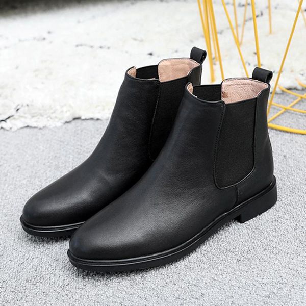 

genuine cow leather women ankle winter flats boots comfortable quality soft shoes designer handmade with fur black