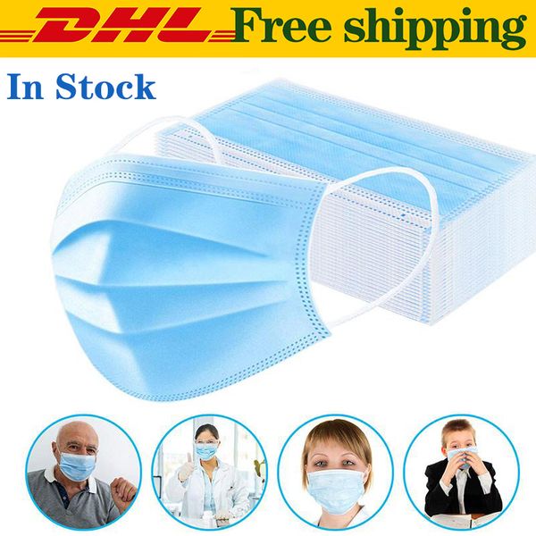 

disposable face mask mascherine meltblown non woven masks three layers anti-dust waterproof breathable in stock dhl 7339044