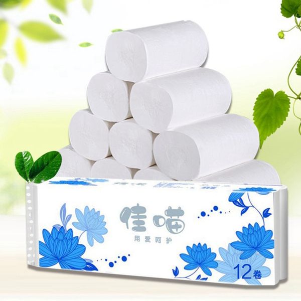 

12 rolls toilet paper bath tissue towel coreless 4 ply soft white paper towel