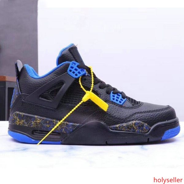 

2019 new arrival 4 nrg raptors blue yellow 4s basketball shoes for good quality chaussures mens uptempo sneakers sports trainers size 40-47