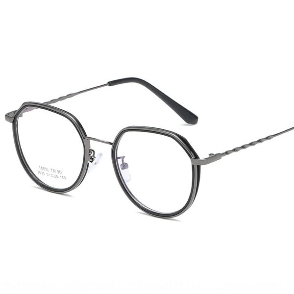 

ultra light myopia tr90 fashionable frame personalized metal mixed transparent myopia glasses frame plain glasses, Silver