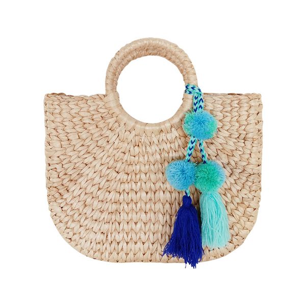 

100% cattail straw spring and summer new bohemian hand woven bag female straw bag comfortable home handbag