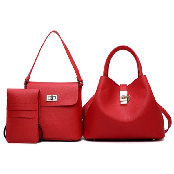

3pcs suit wallet and handbag pu leather striped shoulder bag ladies 2019 fashion candy handbag female shoulder bag