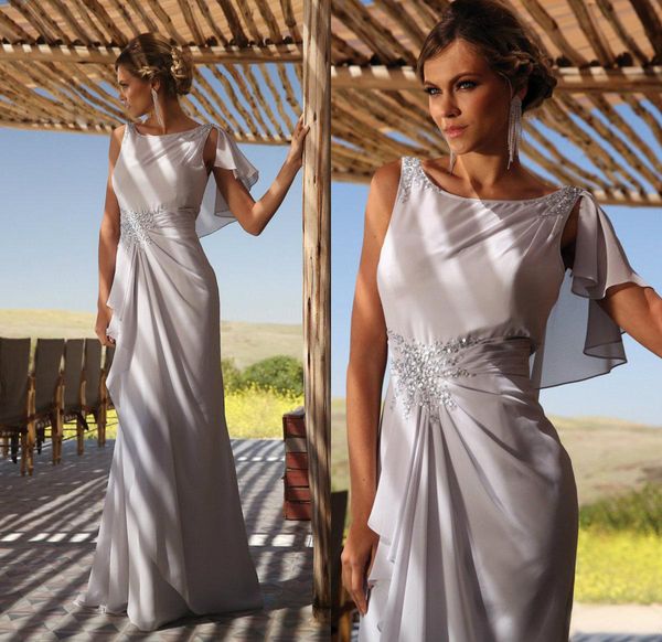 Chic grey chiaro Madre della sposa Abiti in chiffon Lunghezza pavimento più taglia da sera Abito da banchetto su misura229n