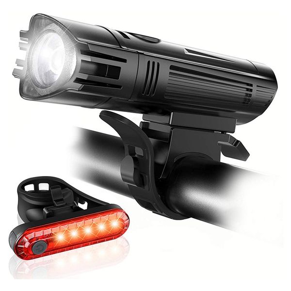 

new usb rechargeable bicycle light set, powerful bicycle headlights and rear tail lights, 4 light modes, easy to install, su