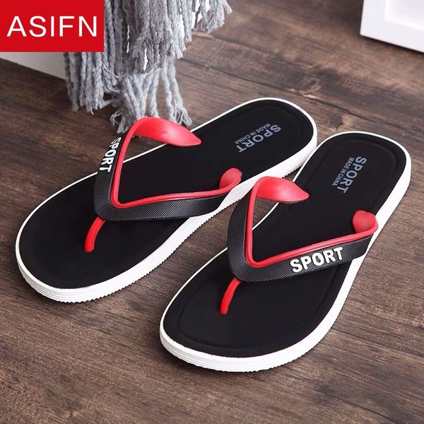 

asifn men's beach flip flops men slippers outdoor female slides leisure house non-slip male sandals outside summer man shoes, Black