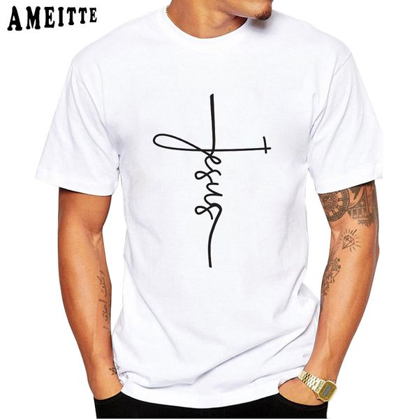 

jesus cross christianity t-shirt summer fashion men's t shirt funny letter art casual men hipster cool boy tees, White;black