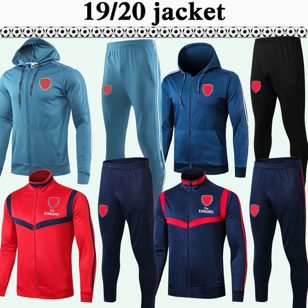 

19 20 long sleeve full zip jacket suit mens soccer jerseys fashion blue hat jacket set football shirts pant low price sales, Black