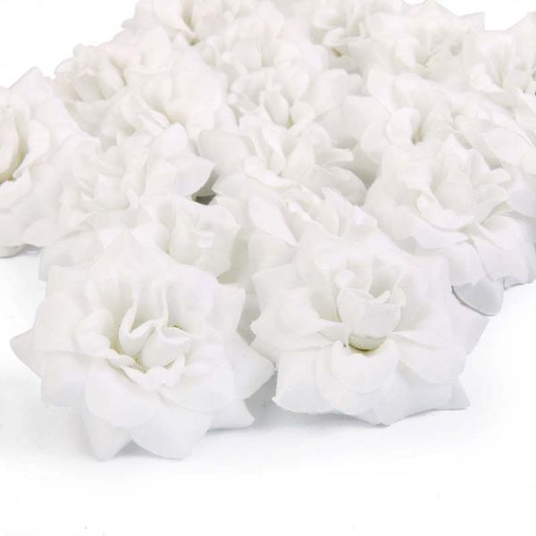 

50 pcs silk roses artificial wedding clips wedding decoration flower head (white