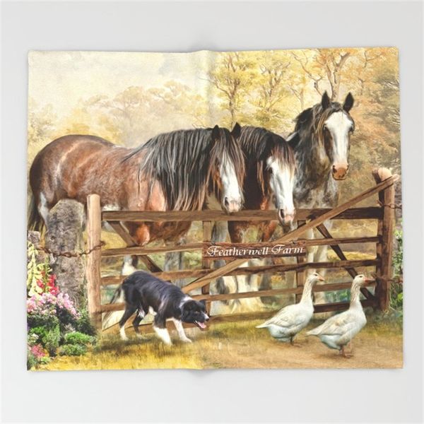

farm blanket funny printed soft boy girl baby coral fleece the horse dog duck blankets muti-size spring warm sofa bed sheets