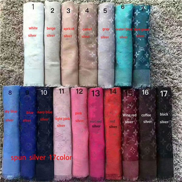 

designer brand womens scarf size 140x140cm fashion square womens silver thread scarves fashion lady shawl without box, Blue;gray