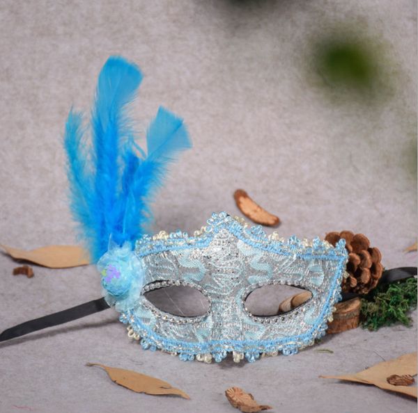 2019 Dance Party Mask Small Formal Hat Feather Flower Masquerade