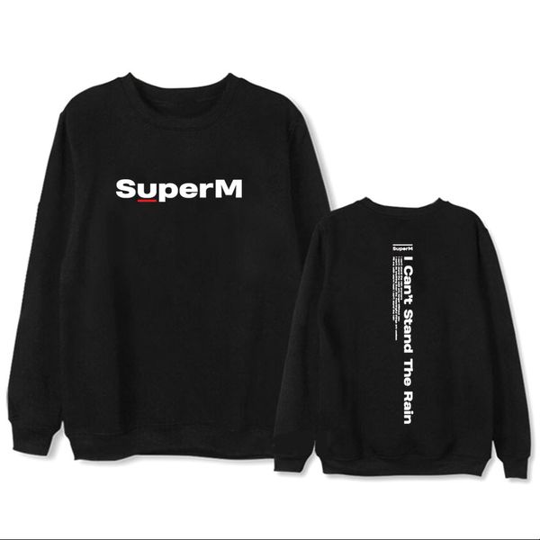 

korean-style super m north america tour concert official related products round neck sweater comfortable plus velvet thin men an, Black