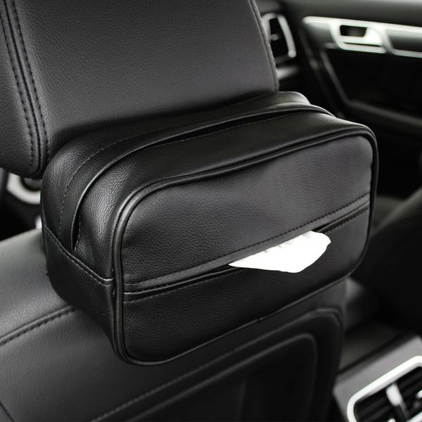 

1pc pu leather car seat back tissue paper wipes organizer bag holder paper towels cover auto interior decoration accessories