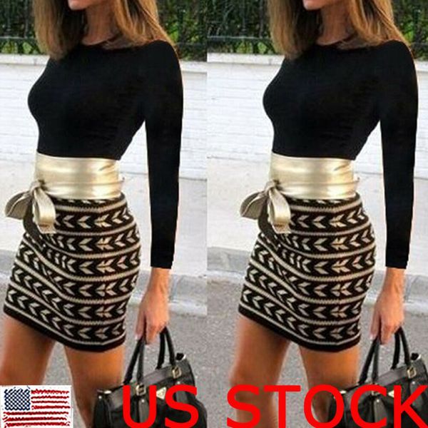 

new fashion elegant women long sleeve bodycon bandage evening party pencil skirt, Black;gray