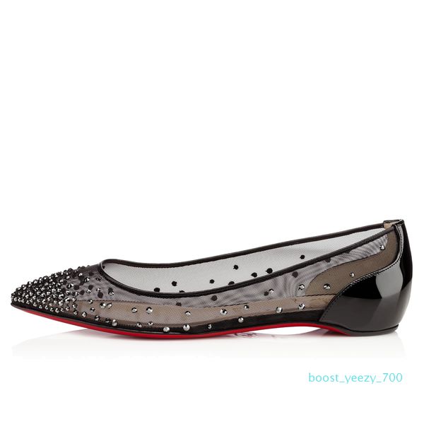 

large size woman pointed toe mesh flat shoes woman shallow mouth breathable single shoes princess banquet shoes b70, Black