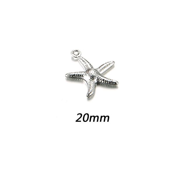 

aiovlo 20pcs/lot charms small starfish star sea shell beach stainless steel making pendant for diy jewelry bracelet necklace, Silver