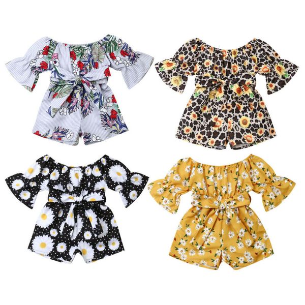 

newborn baby girl floral romper long sleeve jumpsuit playsuit summer clothes, White